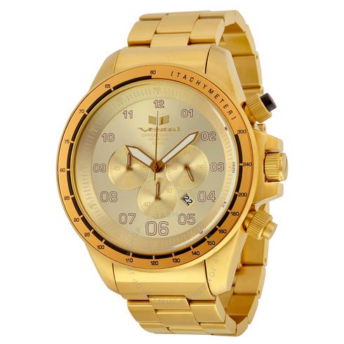 Vestal Men's 52mm Stainless Steel Case Chronograph: Round watch featuring tachymeter bezel, three chronograph subdials, luminous hands, and date window at 4 o'clock52 mm stainless steel case with mineral dial windowJapanese quartz movement with analog 