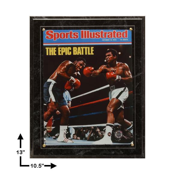 Muhammad Ali Heavyweight Champ Signed 8x10 GFA: Muhammad Ali Heavyweight Champion Marbel Grey Plaque Signed 8x10 GFA