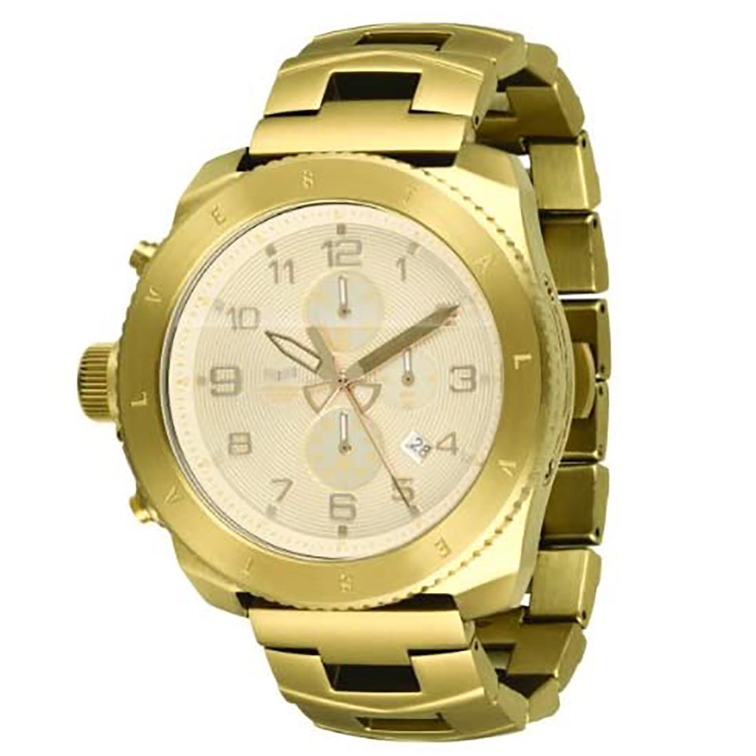 Vestal Men s RES003 Restrictor All Gold Chronograph: Solid impression is identified with high caliber watches was managed thanks to Vestal Res003‘s stainless steel case that stretches 50 millimeters in diameter and 13 millimeters in thic