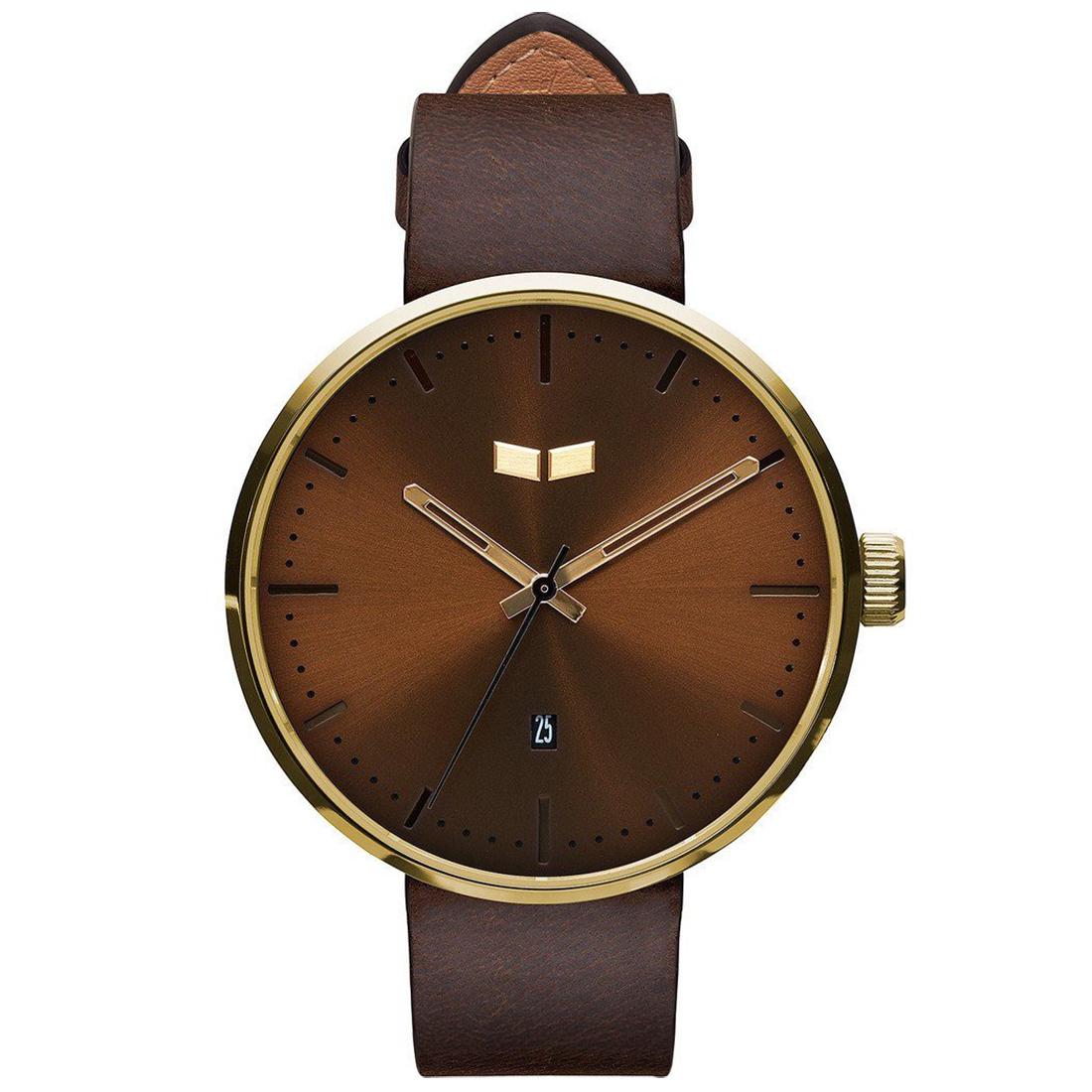 Vestal Unisex Roosevelt Leather Quartz Watch: The Roosevelt Italian Leather is a signature Vestal timepiece with its clean slim line case and straightforward dial.