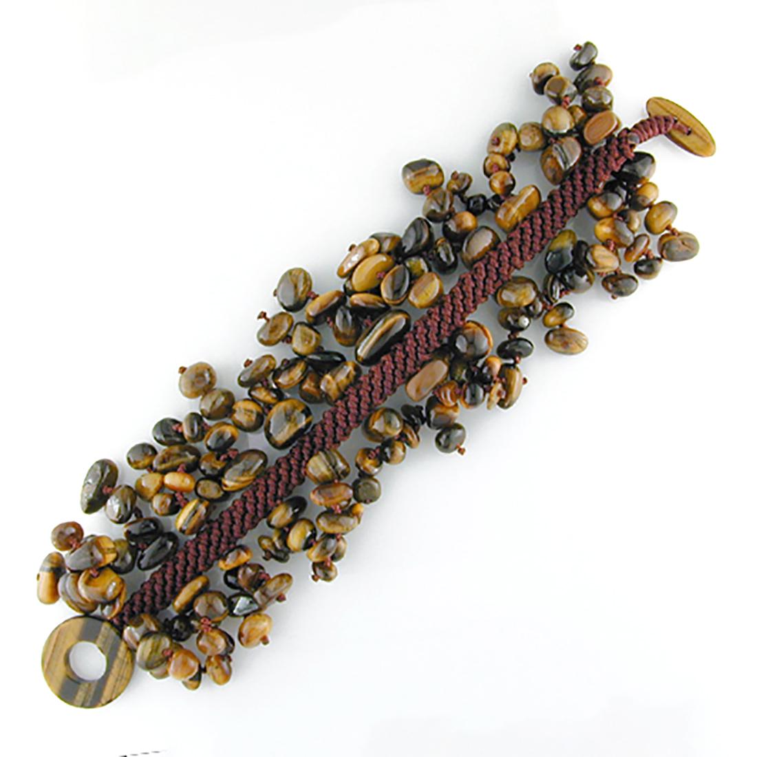 Tiger Eye Beaded Bracelet 7.5": Tiger Eye Beaded Bracelet 7.5" • Width: 60 mm • Stone: Tiger Eye• Total Weight: 85.6 grams
