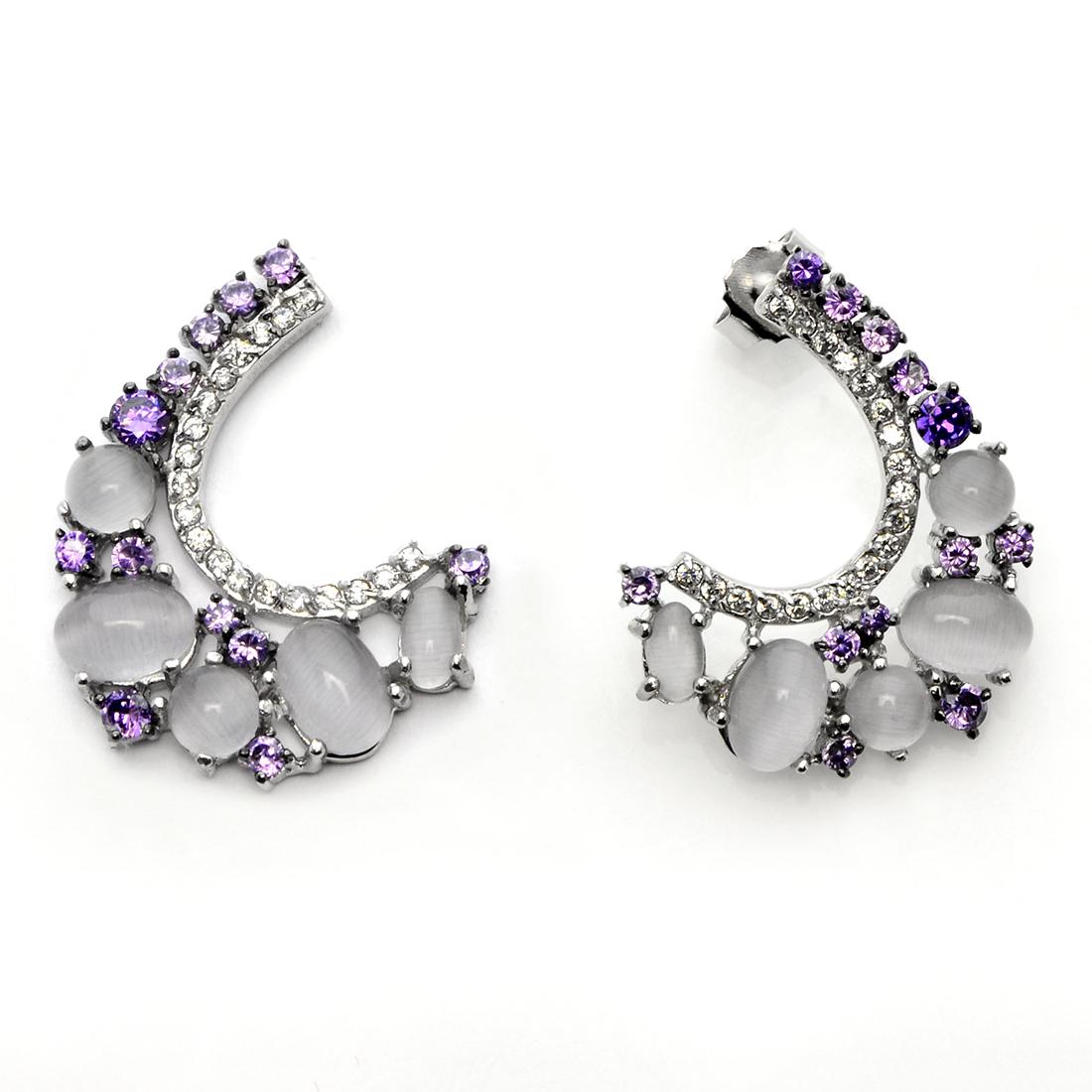 Sterling Silver Purple Cat's eye Earrings: Sterling Silver Purple Cat's eye Earrings • Metal: Sterling Silver • Stone: Cat's eye