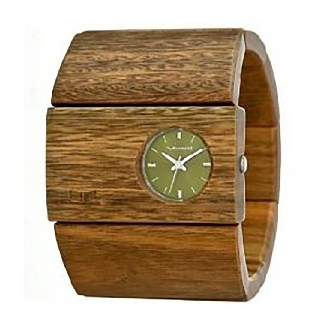 Vestal Women’s Bamboo Bangle watch.: MADE FROM REAL BAMBOO, STAINLESS CASE AND CASEBACK. THE WOOD LINKS ARE CONNECTED BY ELASTIC BAND SO IT CAN FIT MOST WOMEN'S WRISTS. NO HARSH CHEMICALS USED TO TREAT WOOD.