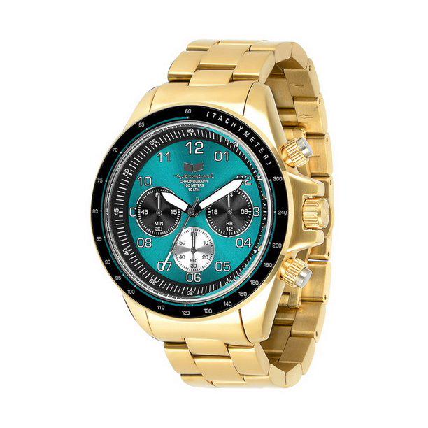 Vestal Men's ZR2 Watch - Gold/Teal/Brushed: Inspired by its sibling, the ZR-2 is everything the ZR-3 has to offer while captured in a smaller 43mm case. The ZR-2 is a mid-sized premium round chronograph. Its stainless steel case construction in