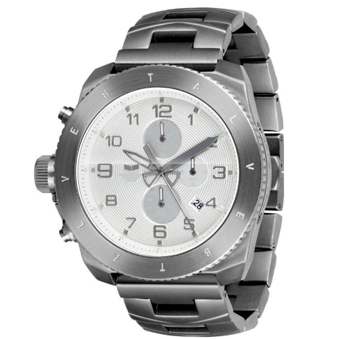 Vestal Men RES004 Restrictor All Silver Dive Watch: Solid impression is identified with high caliber watches was managed thanks to Vestal Res003‘s stainless steel case that stretches 50 millimeters in diameter and 13 millimeters in thic