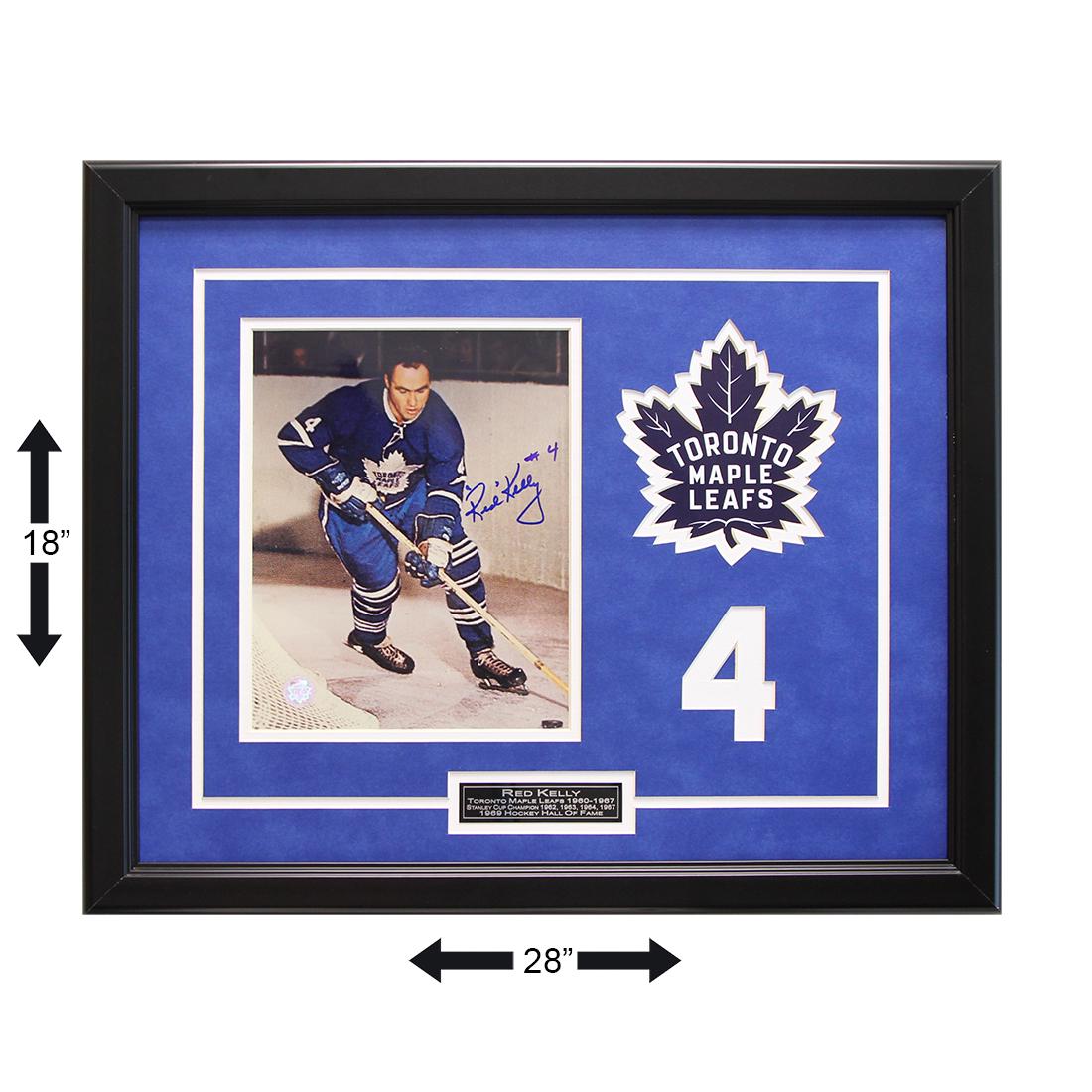 Red Kelly Toronto Maple Leafs Custom Frame Signed GFA: Leonard Patrick "Red " Kelly was a Canadian professional ice hockey player and coach. In his eight seasons with the Leafs, they won four Stanley Cups–the same number of times he'd won in Detroit