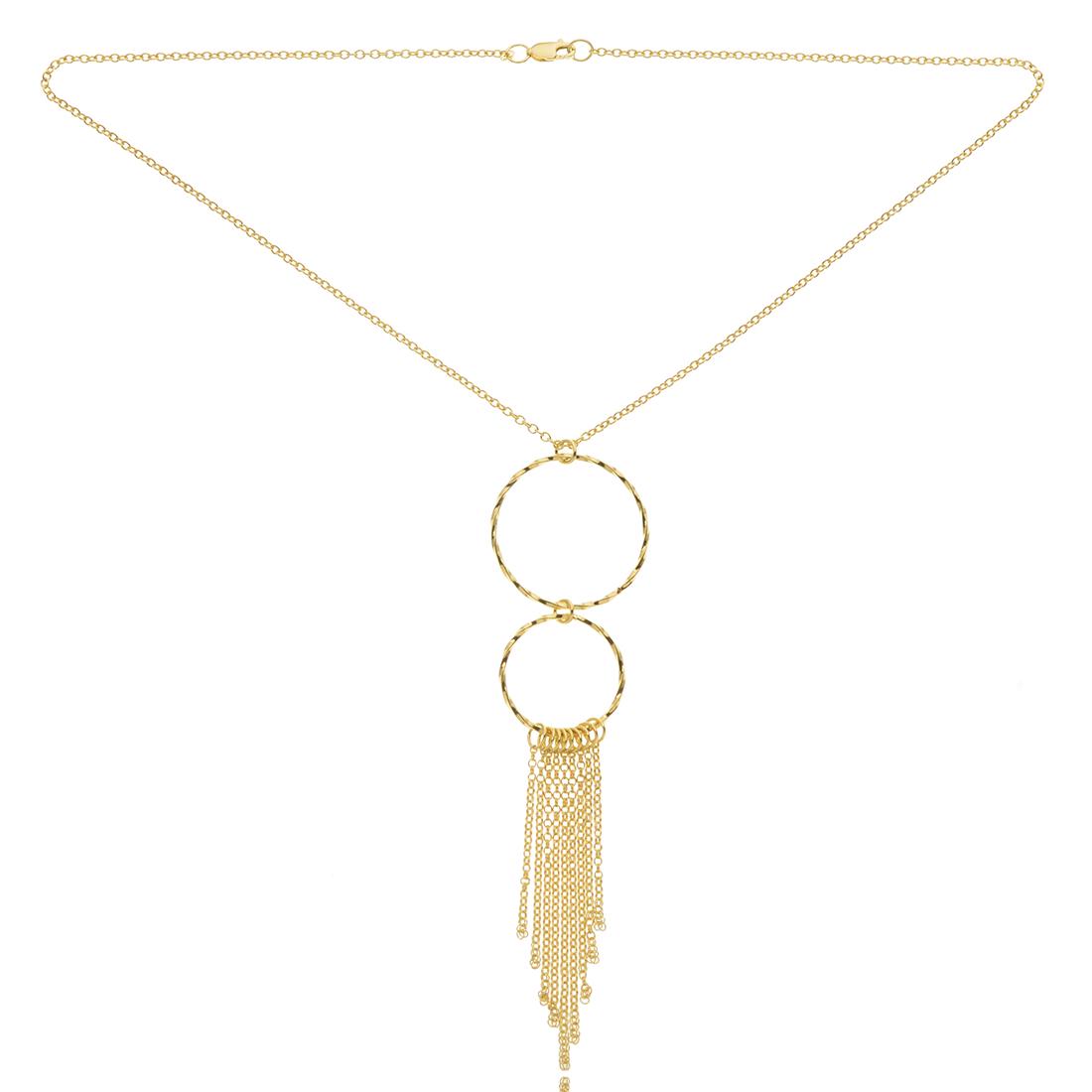 Goldtone over Sterling Silver Tassel Necklace: Goldtone over Sterling Silver Tassel Necklace