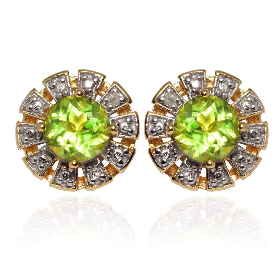 14k Over Sterling Silver Peridot Earring: 14k Gold Plated Over Sterling Silver Peridot Stud Earring• Metal: Sterling Silver• Stone: Round 5mm Peridot• Total Weight:2.13grams• Finish: Polished• Backing:Butterfly