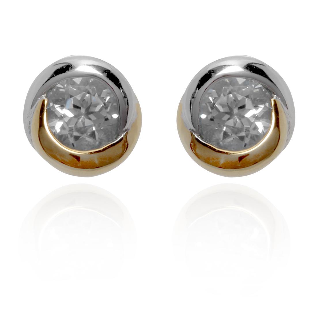Two Tone Bezel Set Blue Topaz Stud Earrings (1 of 1)
