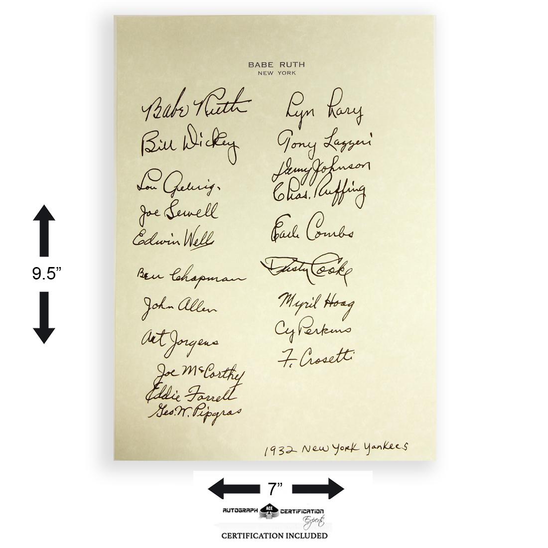 1932 N.Y. YANKEES SIGNED STATIONERY (1 of 2)