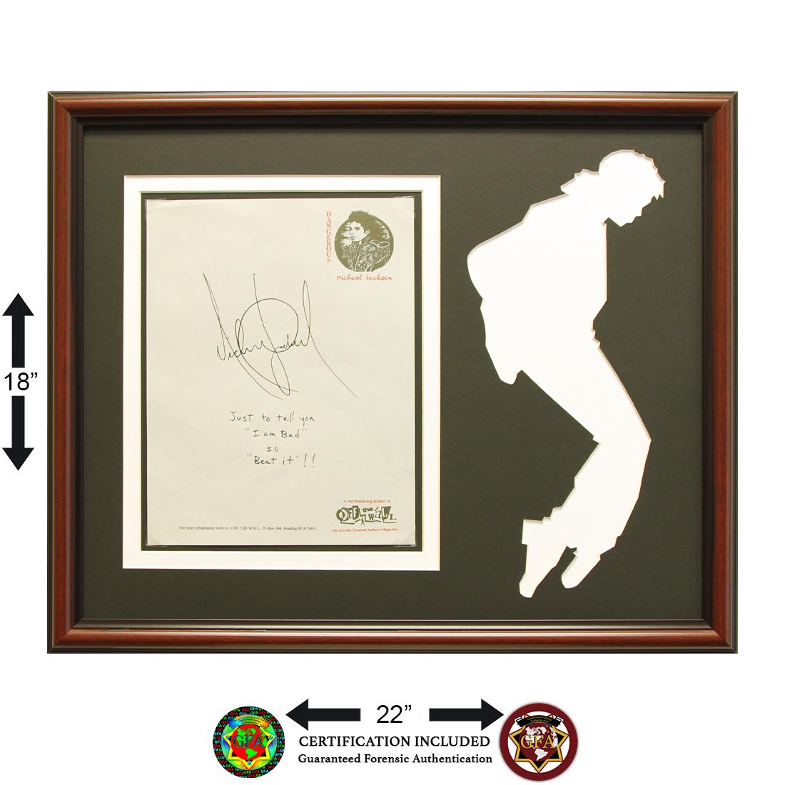 Michael Jackson Signed 8½x11 "I'm Bad so Beat It" (1 of 2)