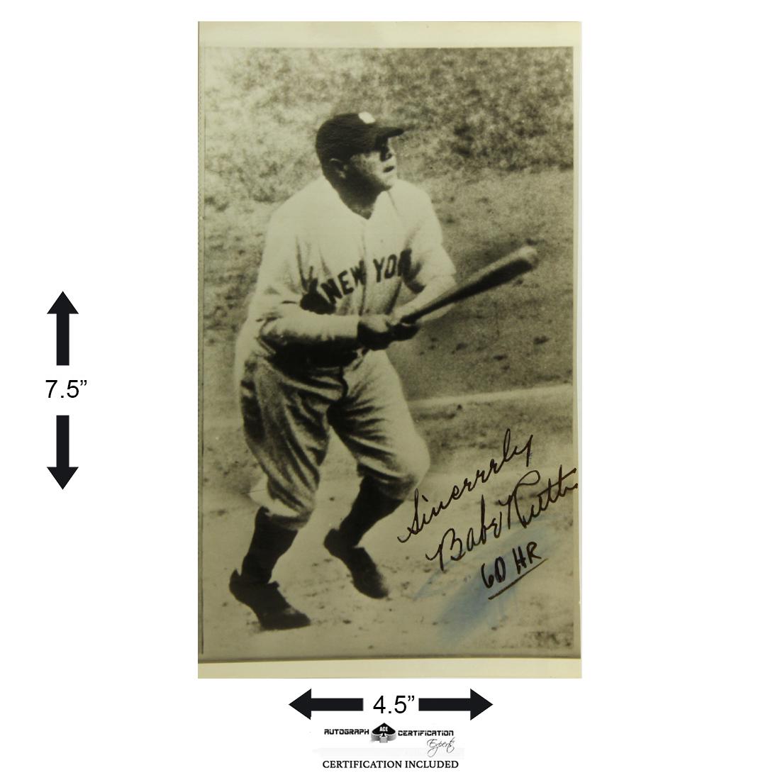 Babe Ruth 4½ X 7 ½ Babe Ruth signed Photograph (1 of 2)
