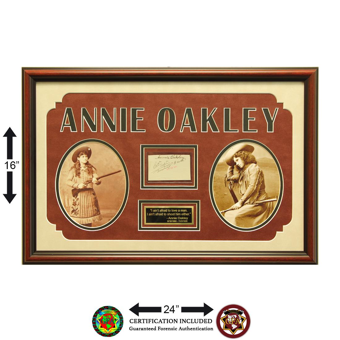 Annie Oakley (1860 - 1926) Signed 3¾x2½ Cut Paper (1 of 2)