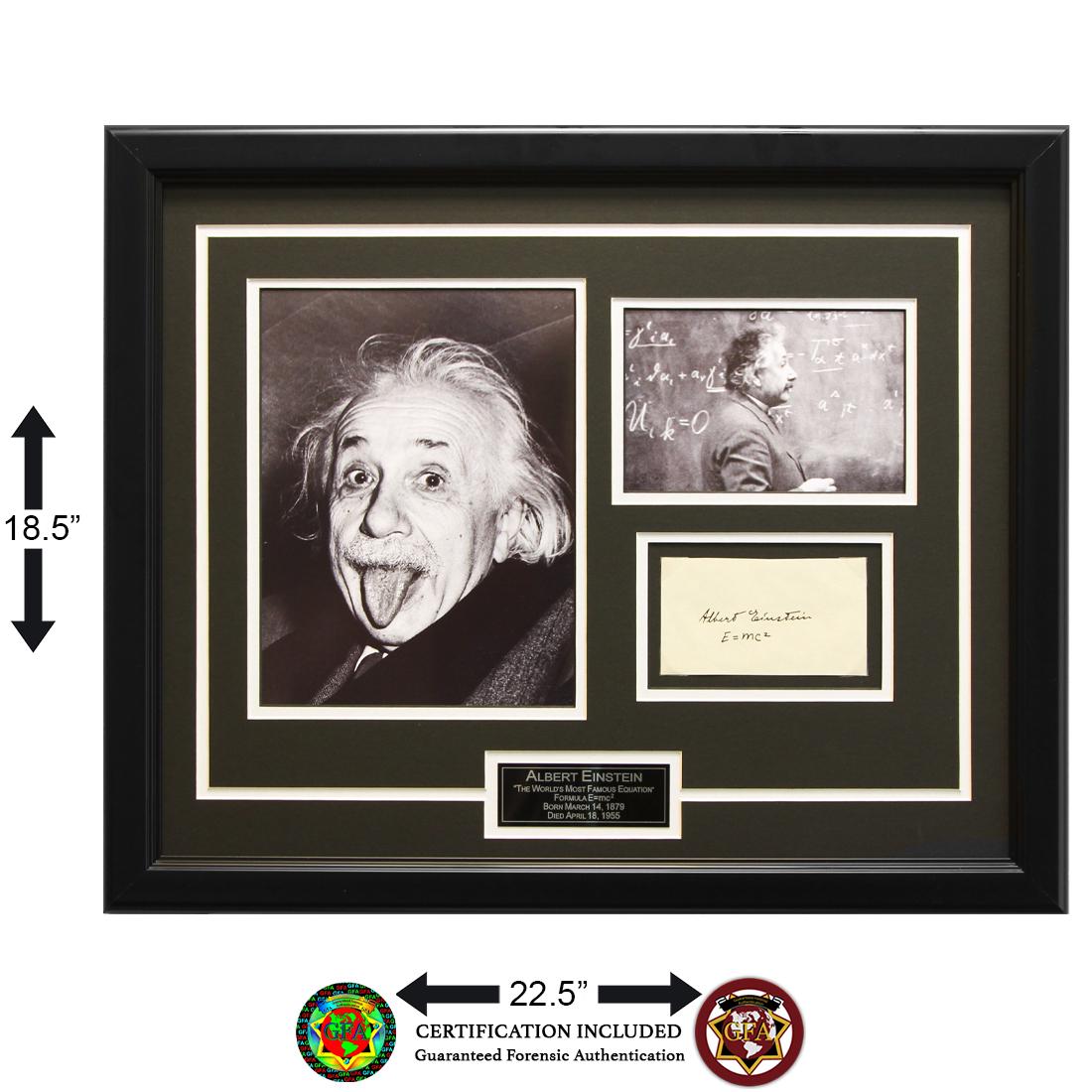 Albert Einstein Signed 3x 3 ¾ Cut Inscription E=MC2 (1 of 2)