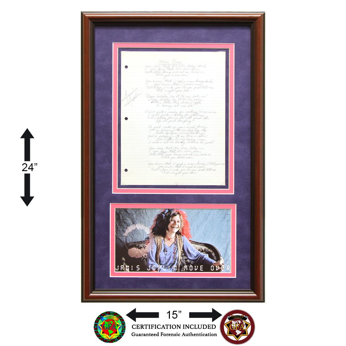 Janis Joplin Signed 8½x11, "Move Over" Sheet (1 of 2)