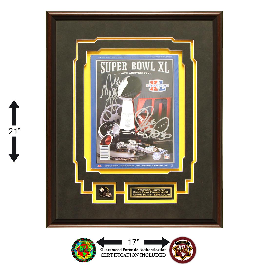 JEROME BETTIS AND MIKE LOGAN SIGNED SUPER BOWL XL (1 of 2)