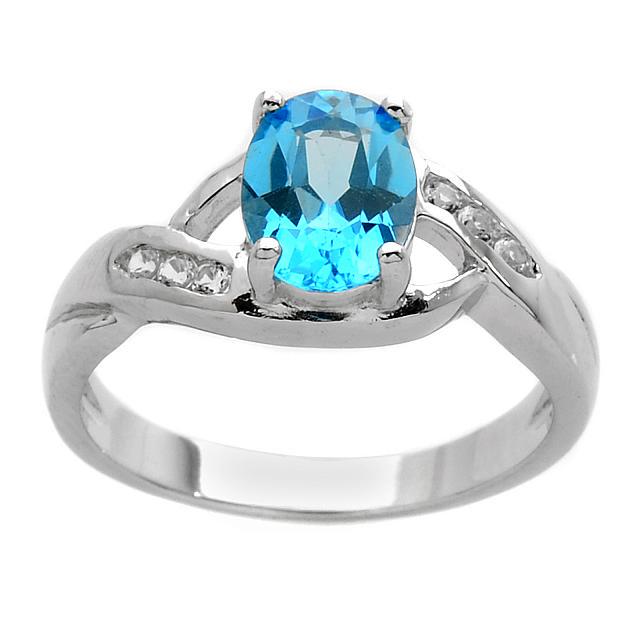 Sterling Silver Oval Swiss Blue Topaz Ring-SZ 8 (1 of 1)
