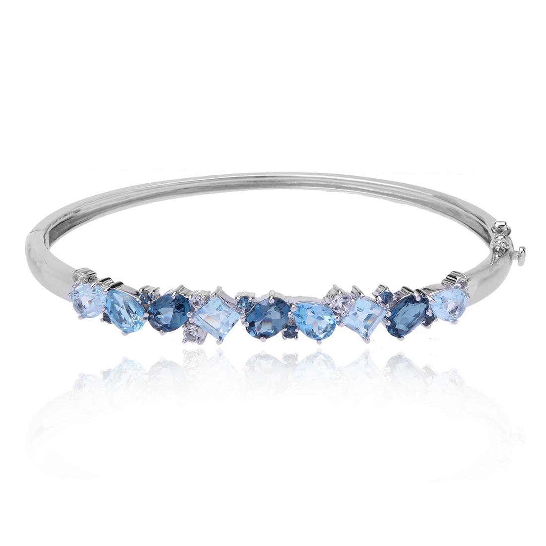 Sterling Silver Multi Color Topaz Hinged Bangle (1 of 2)