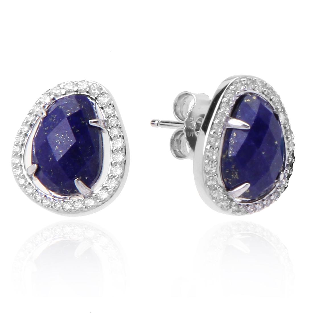 Elle Sterling Silver Lapis Stud Earrings (1 of 2)