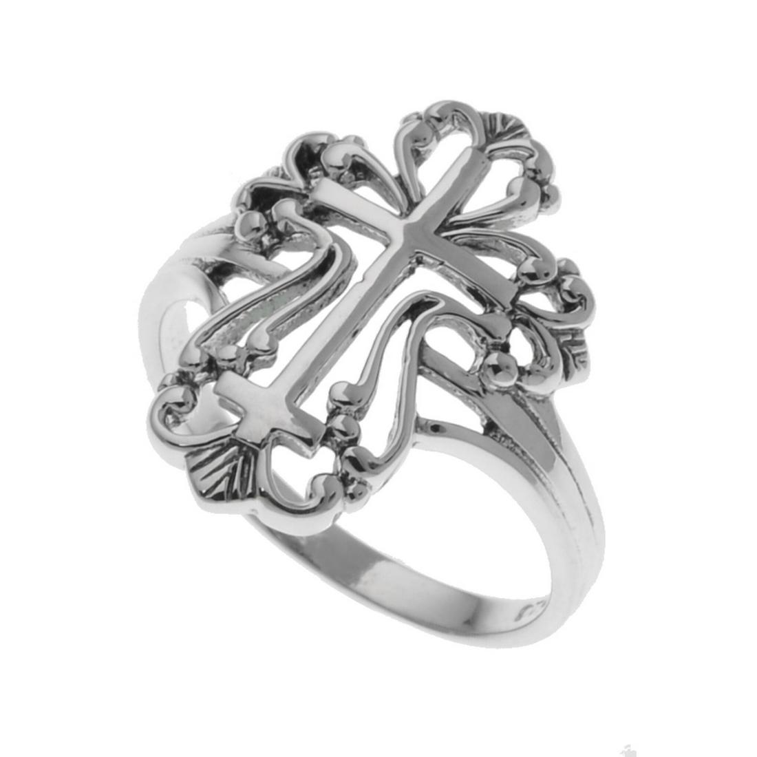 Sterling Silver Cross Filigree Ring-SZ 6 (1 of 1)