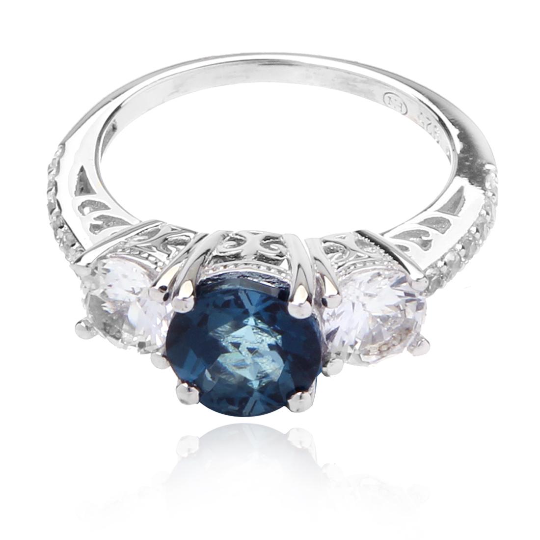 Sterling Silver 3-Stone Topaz Ring SZ 6 (1 of 2)