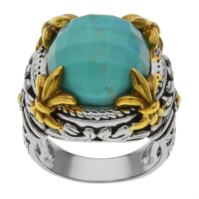 Serling Silver Turquoise Fluer-de-lis Ring-SZ 6 (1 of 2)