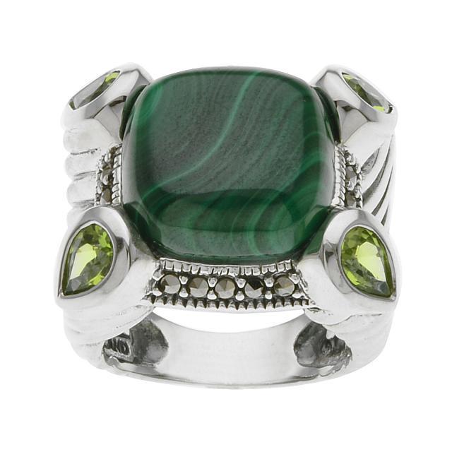 Sterling Silver Malachite & Peridot Ring-SZ 6 (1 of 1)