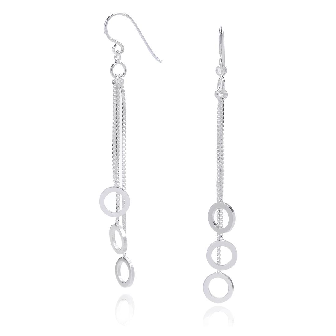 Sterling Silver Circles Long Dangle Earrings (1 of 2)