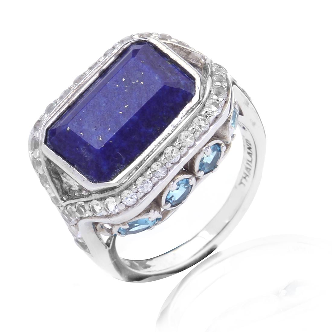 Sterling Silver Lapis & Blue Topaz  Ring-SZ 7 (1 of 2)