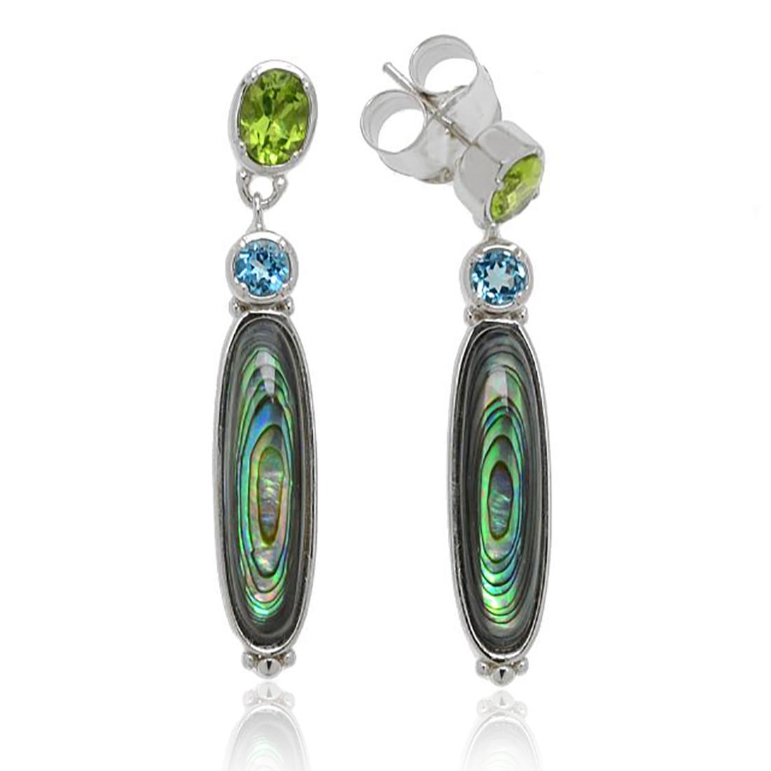 Sterling Silver Multi Gemstones/Abalone Earrings (1 of 1)
