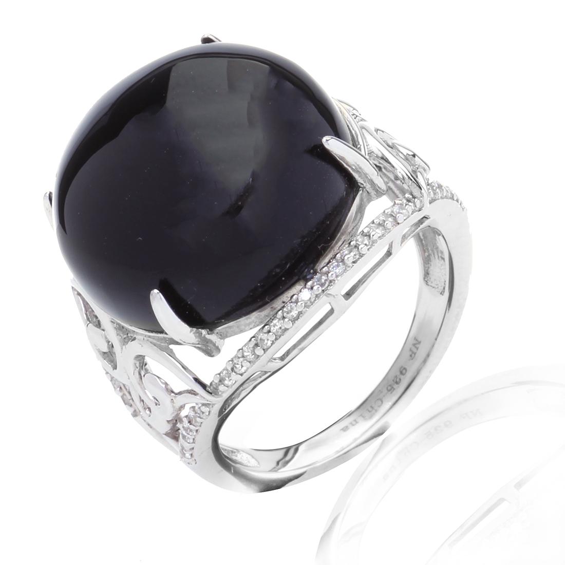 Sterling Silver Black Agate Fligree Ring-SZ 7 (1 of 2)