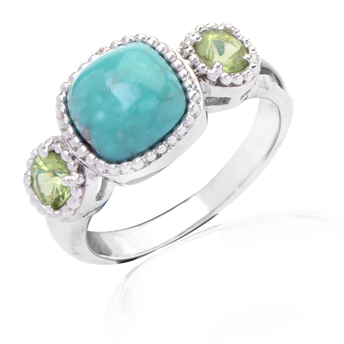 Sterling Silver Turquoise & Peridot Ring SZ 7 (1 of 2)