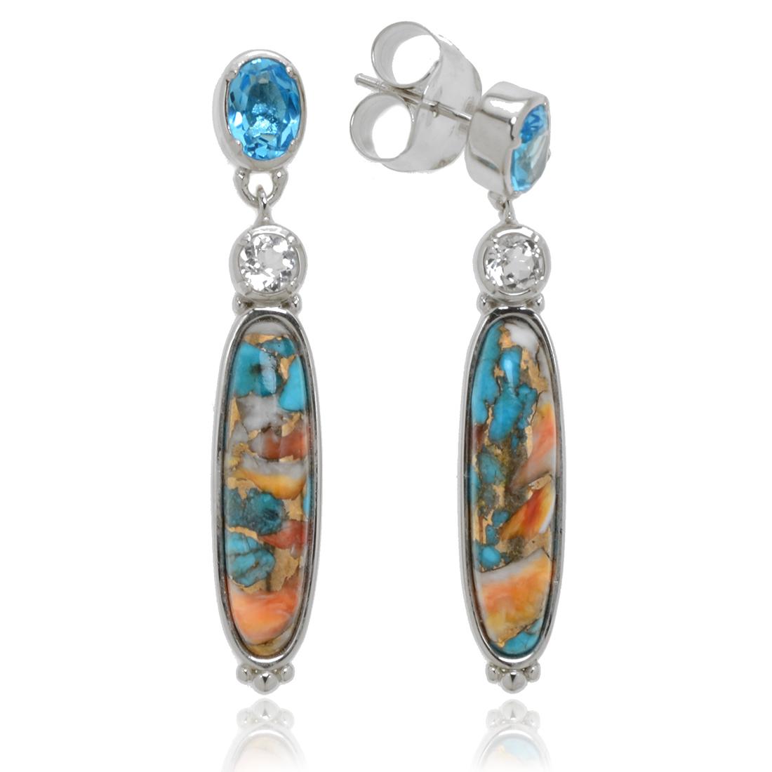 Sterling TQ Spiney & Gemstones Dangle Earrings (1 of 1)