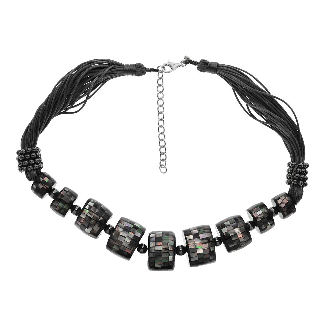 Sterling Silver Mosaic Bead Necklace 20" (1 of 3)