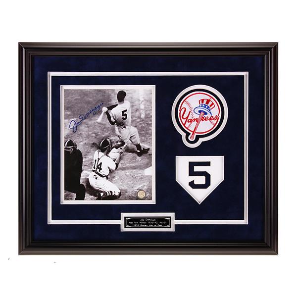 Joe DiMaggio New York Yankees 20x16 Framed Signed: Bigger than the game that made him an American icon, Joe DiMaggio, the man, enchanted a nation and earned a revered place in history with his natural grace, undeniable power, and unparalleled 56-game 