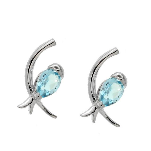 Sterling Silver Sky Blue Topaz Bird Stud Earrings (1 of 2)