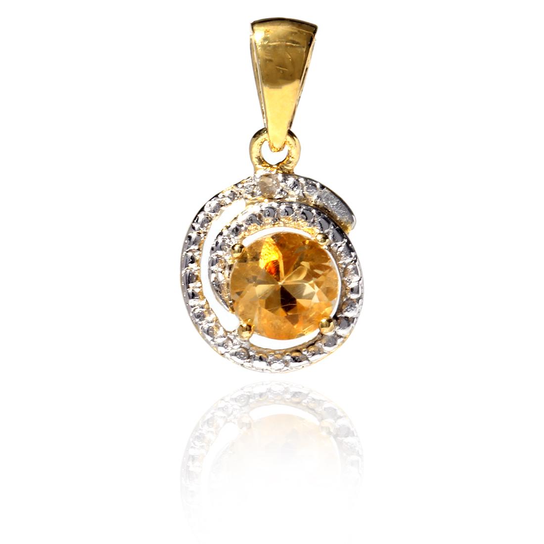 Two Tone Diamond & Citrine Pendant with Chain (1 of 1)