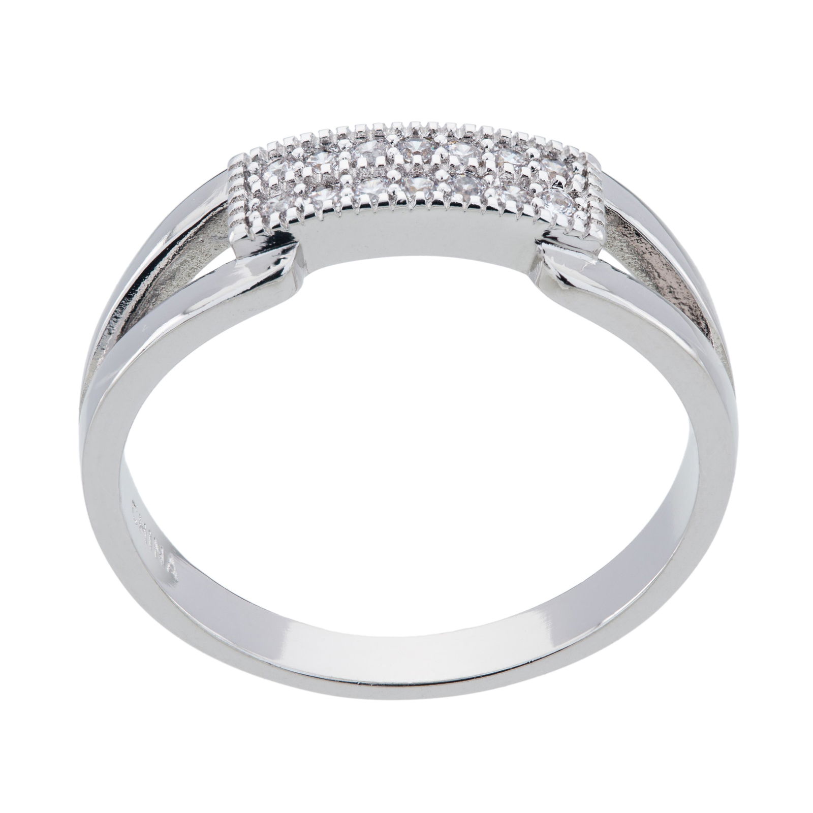 White Gold Plate Simulated Diamond Band Ring SZ 8 (1 of 1)
