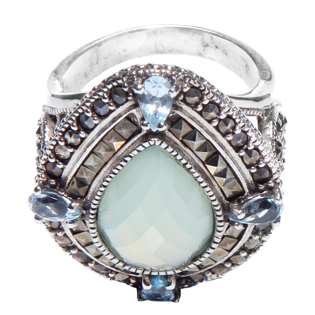 Sterling Silver Chalcedony & Blue Topaz Ring SZ 7 (1 of 2)