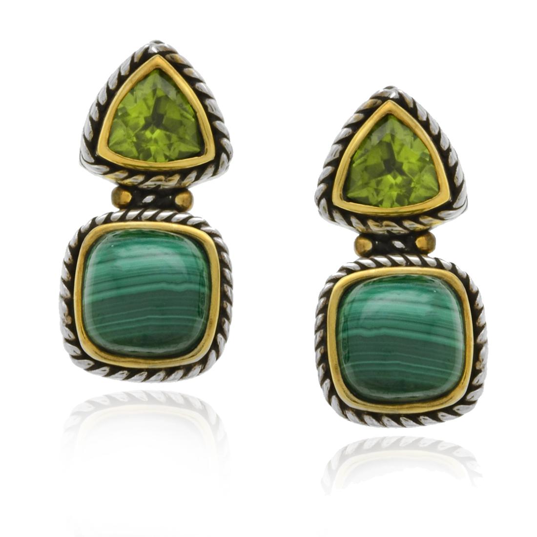 Sterling Cable Design Malachite & Peridot Earrings (1 of 2)