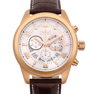 Balmer E-Type Chronograph Mens Watch: Balmer E-Type Chronograph Mens Watch - Silver Dial, Brown Croco Leather • Multi Layer Dial with Roman Numeral and Rectangular Indicies, 180 Degree Open Date Window, Concave Minute Marker Perimet