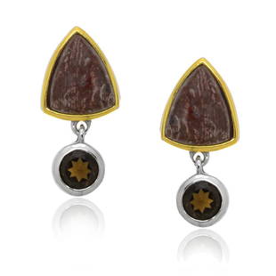 Sterling Mocha Dandrite & Smoky Quartz Earrings: Sterling Mocha Dandrite & Smoky Quartz Earrings• Metal: Sterling Silver • Stone: Mocha Dandrite&Smoky QTZ • Dimensions: 26.7mmX12 mm • Total Weight: 7.9 grams • Backing: