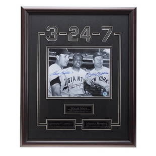 Killebrew-Mays-Mantle Baseball Legends Signed GFA: Harmon Killebrew, Willie Mays, and Mickey Mantle captioned the outfield by patrolling the diamond. These three legends of the game combined to slug over 1700 home runs, drive in over 5000 RBIs, and