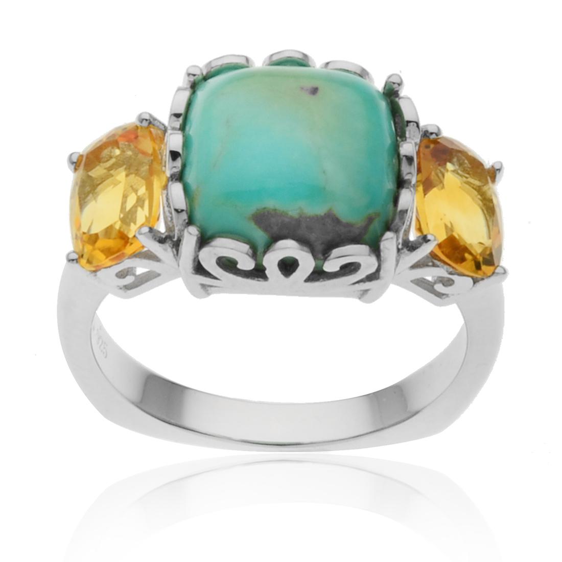 Sterling Silver Turquoise & Citrine Rings SZ 7 (1 of 1)