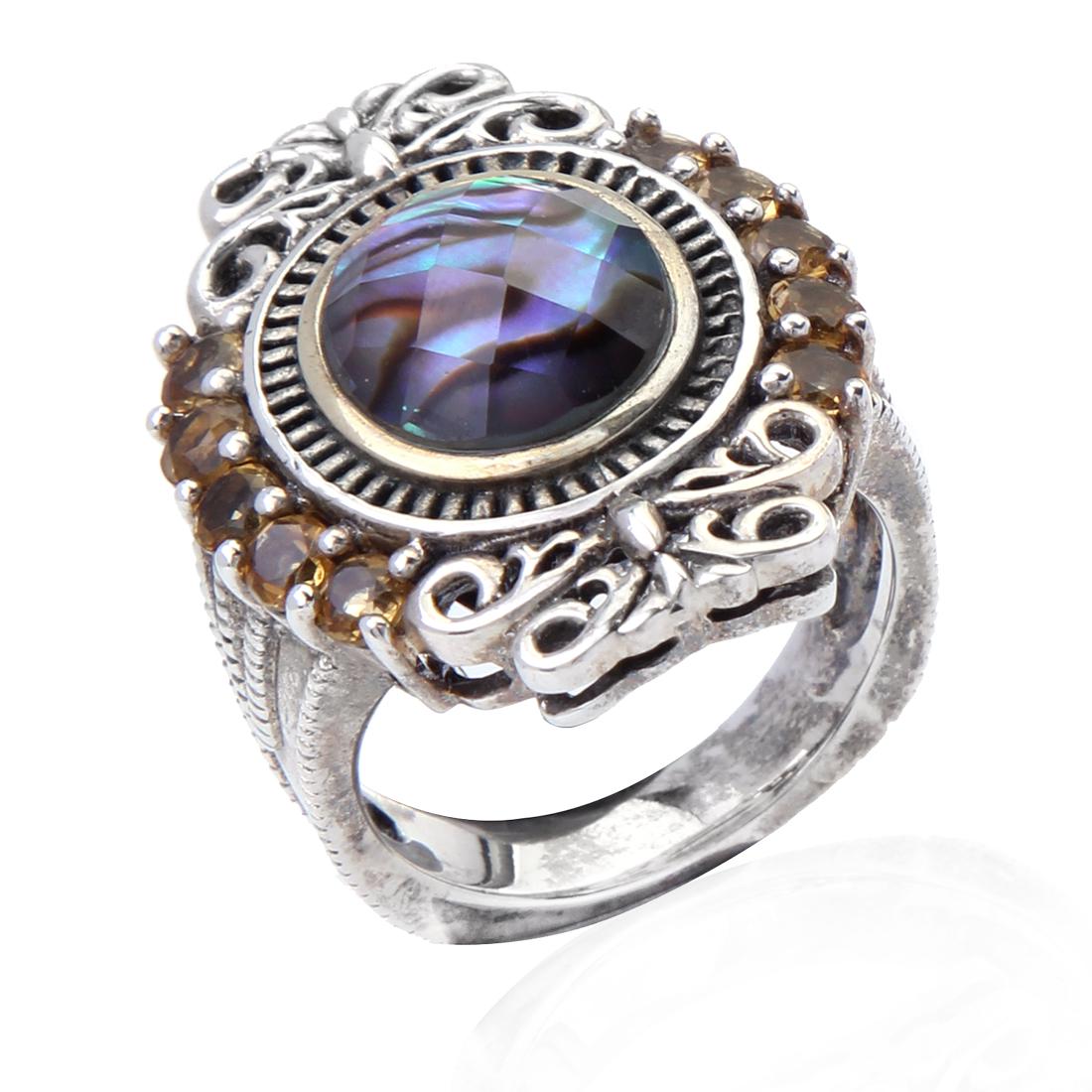Sterling Silver Abalone & Citrine Rings SZ 7 (1 of 1)