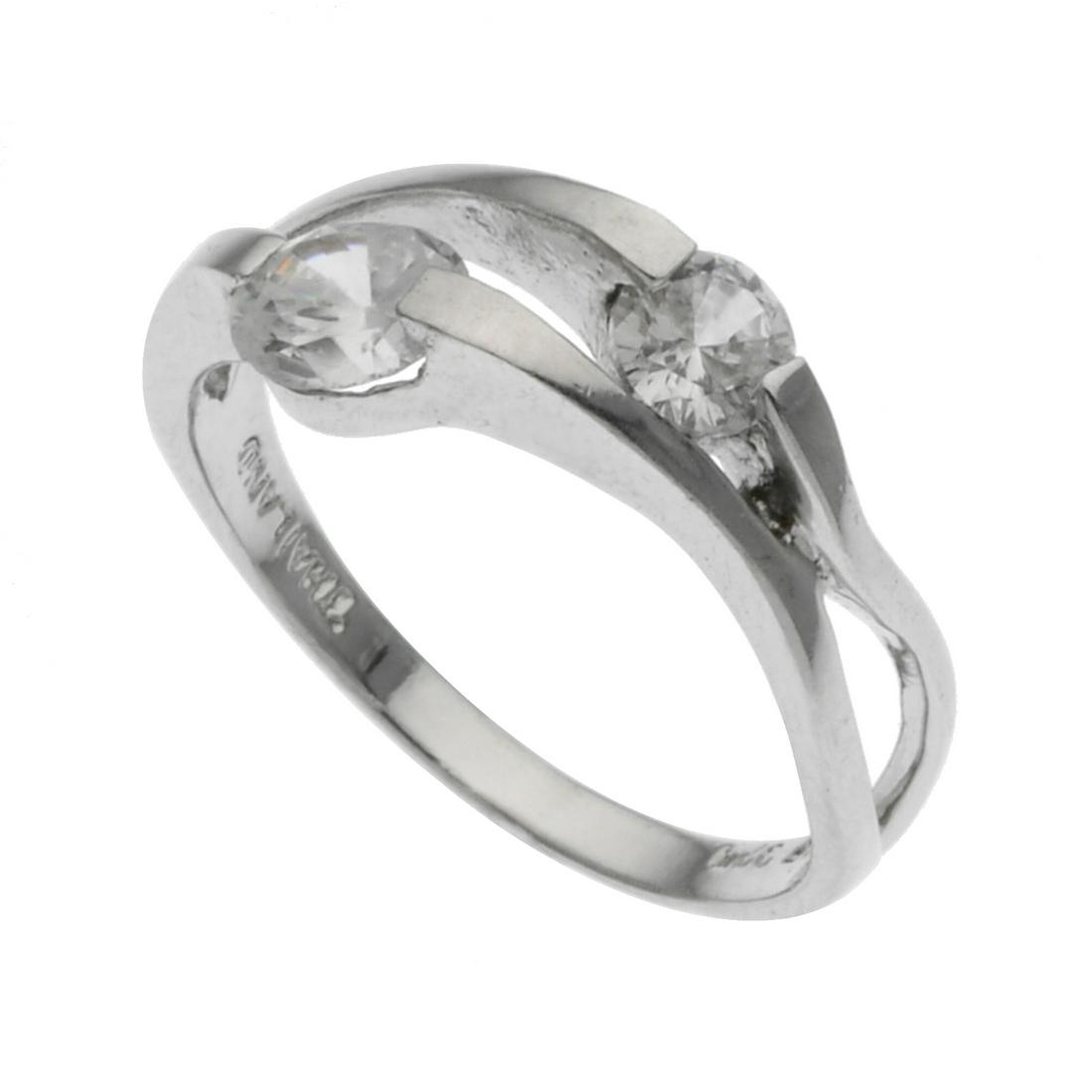 Sterling Silver Simulated Diamond Bypass Ring SZ 8 (1 of 1)