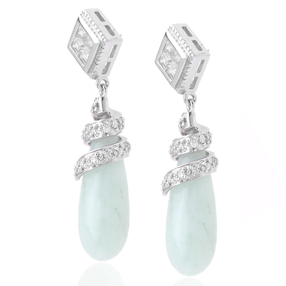 Sterling Silver Green Jade Dangle Earrings (1 of 2)