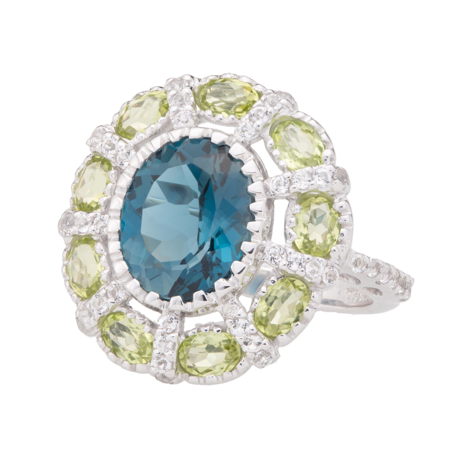 Sterling Silver 5.71ctw Peridot & Topaz Ring-SZ 7 (1 of 3)