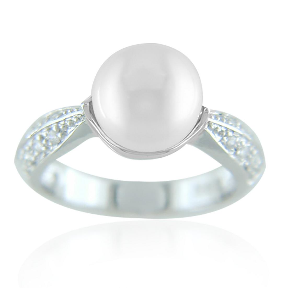Sterling Silver White Pearl Ring Size 7 (1 of 1)