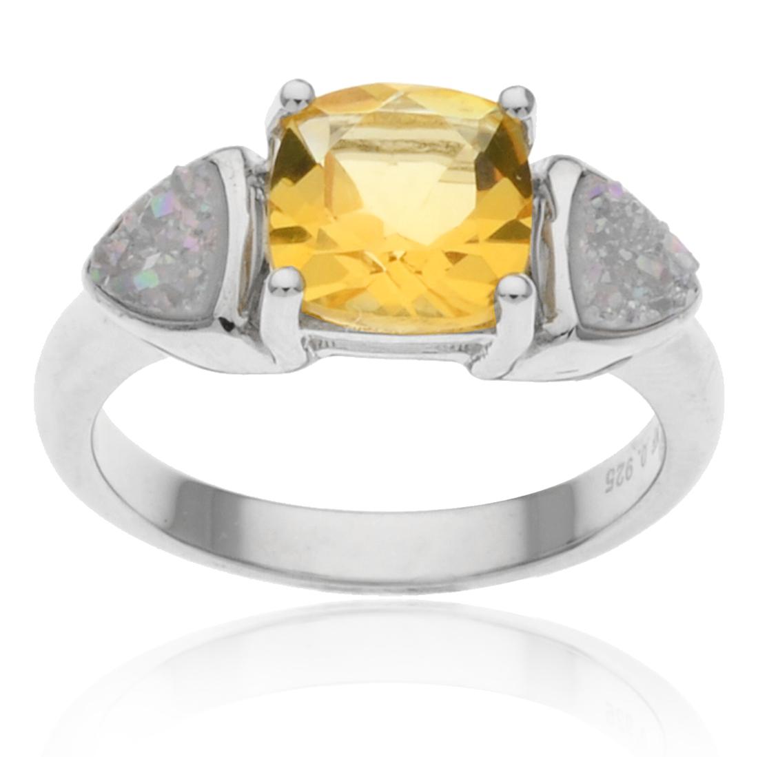Sterling Silver Citrine & Druzy Ring SZ 7 (1 of 1)